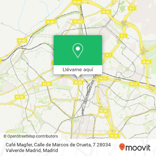 Mapa Café Magfer, Calle de Marcos de Orueta, 7 28034 Valverde Madrid