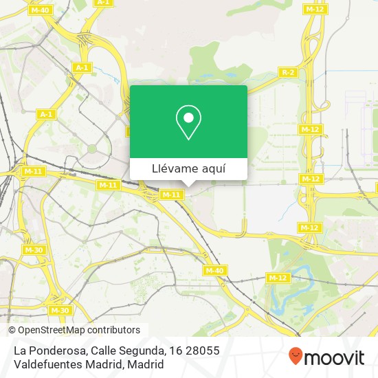 Mapa La Ponderosa, Calle Segunda, 16 28055 Valdefuentes Madrid