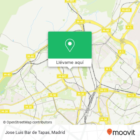 Mapa Jose Luis Bar de Tapas, Calle de la Fuente Chica, 25 28034 Valverde Madrid