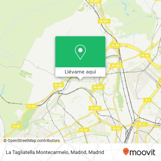 Mapa La Tagliatella Montecarmelo, Madrid, Calle Monasterio de las Huelgas 28049 El Goloso Madrid