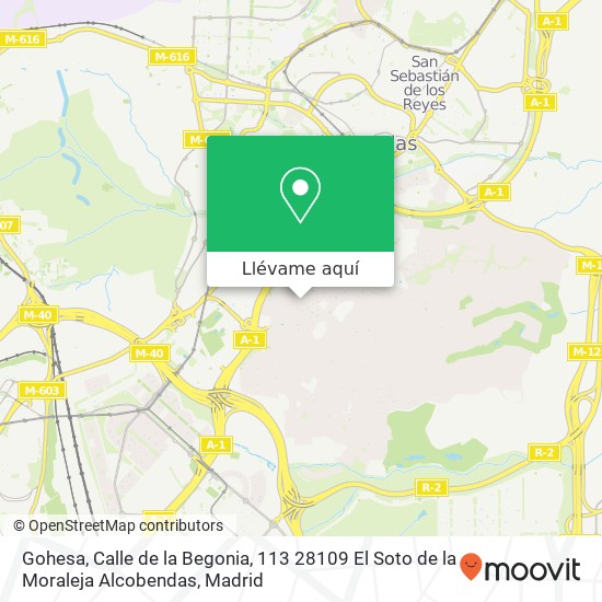 Mapa Gohesa, Calle de la Begonia, 113 28109 El Soto de la Moraleja Alcobendas