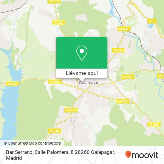 Mapa Bar Serrano, Calle Palomera, 8 28260 Galapagar