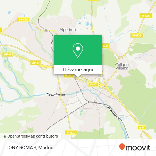 Mapa TONY ROMA'S, Calle Avellano 28430 Negrales-Los Llanos Alpedrete
