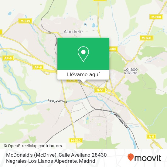 Mapa McDonald's (McDrive), Calle Avellano 28430 Negrales-Los Llanos Alpedrete