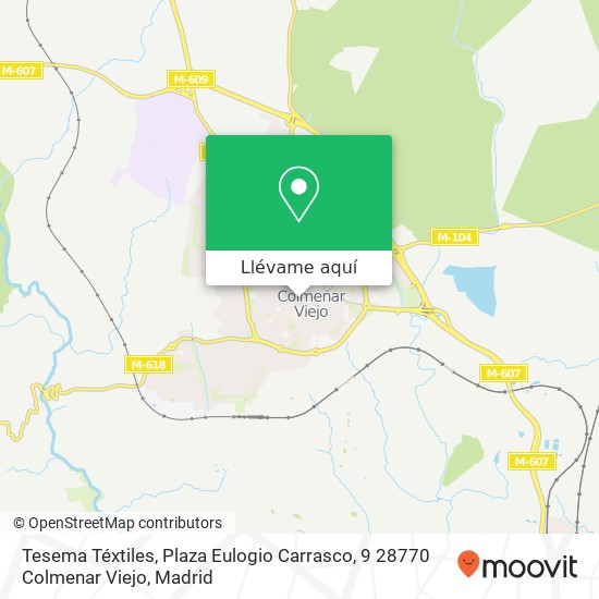 Mapa Tesema Téxtiles, Plaza Eulogio Carrasco, 9 28770 Colmenar Viejo