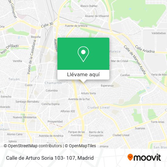 Mapa Calle de Arturo Soria 103- 107