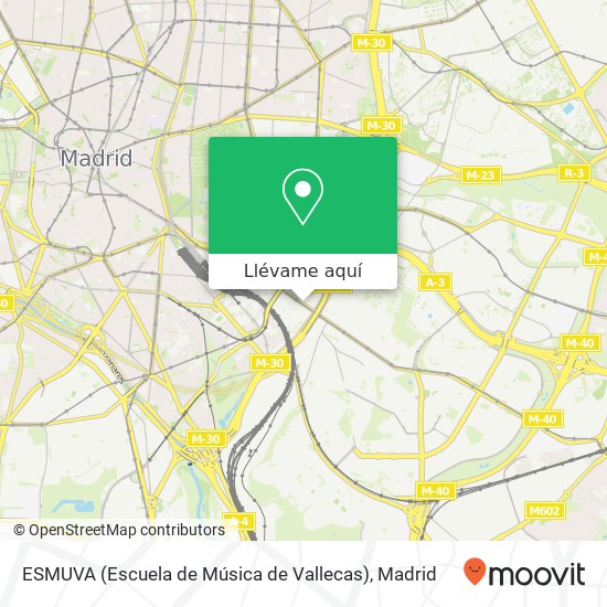 Mapa ESMUVA (Escuela de Música de Vallecas)