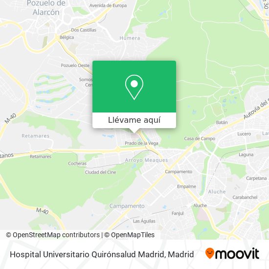 Mapa Hospital Universitario Quirónsalud Madrid
