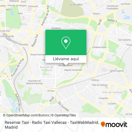 Mapa Reservar Taxi - Radio Taxi Vallecas - TaxiWebMadrid