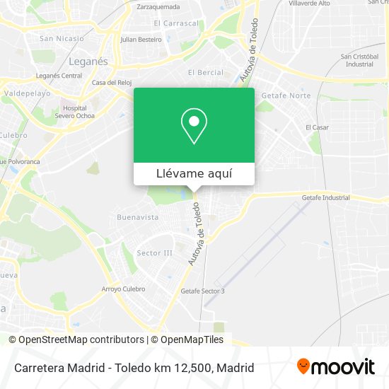 Mapa Carretera Madrid - Toledo km 12,500