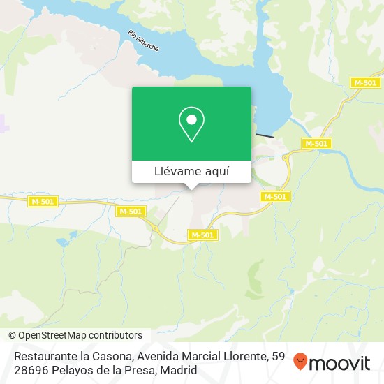 Mapa Restaurante la Casona, Avenida Marcial Llorente, 59 28696 Pelayos de la Presa