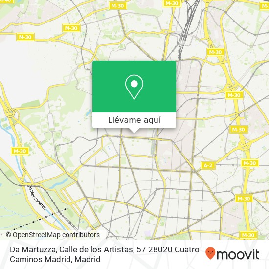 Mapa Da Martuzza, Calle de los Artistas, 57 28020 Cuatro Caminos Madrid