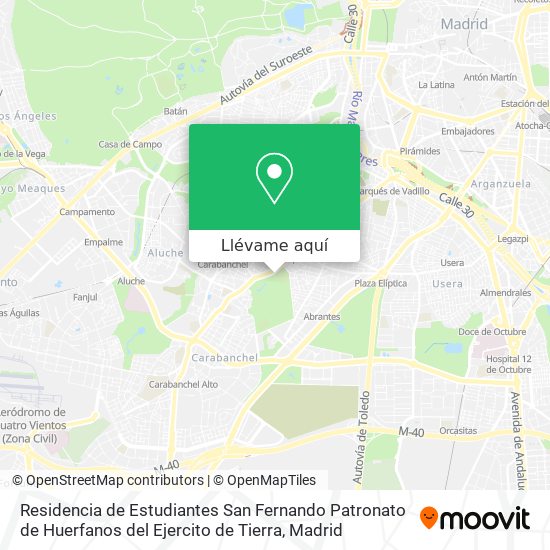 Mapa Residencia de Estudiantes San Fernando Patronato de Huerfanos del Ejercito de Tierra