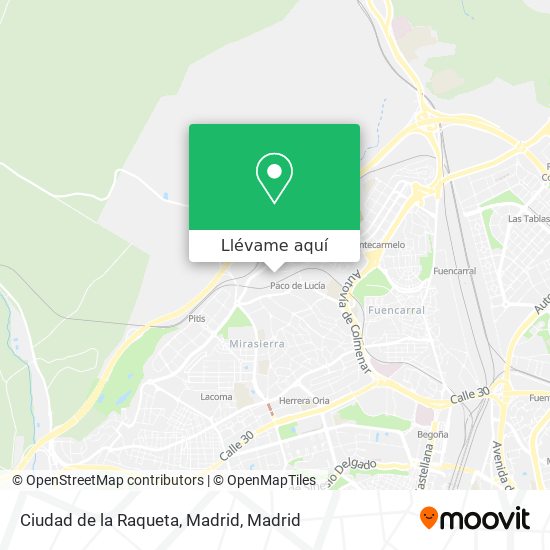 Mapa Ciudad de la Raqueta, Madrid