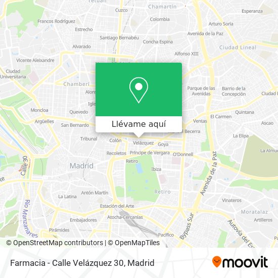 Mapa Farmacia - Calle Velázquez 30