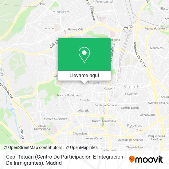 Mapa Cepi Tetuán (Centro De Participación E Integración De Inmigrantes)