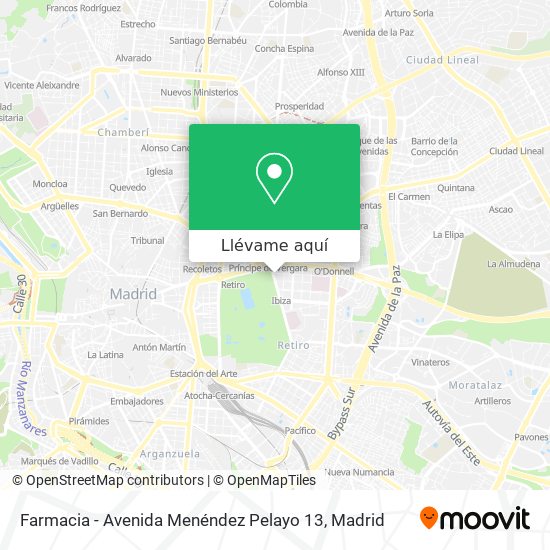 Mapa Farmacia - Avenida Menéndez Pelayo 13