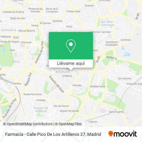 Mapa Farmacia - Calle Pico De Los Artilleros 27
