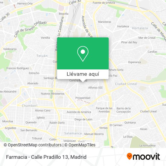 Mapa Farmacia - Calle Pradillo 13