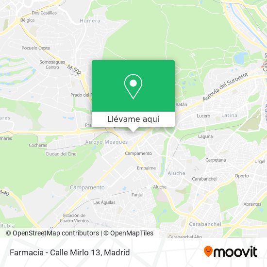 Mapa Farmacia - Calle Mirlo 13