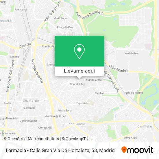 Mapa Farmacia - Calle Gran Vía De Hortaleza, 53