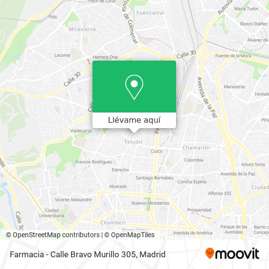Mapa Farmacia - Calle Bravo Murillo 305