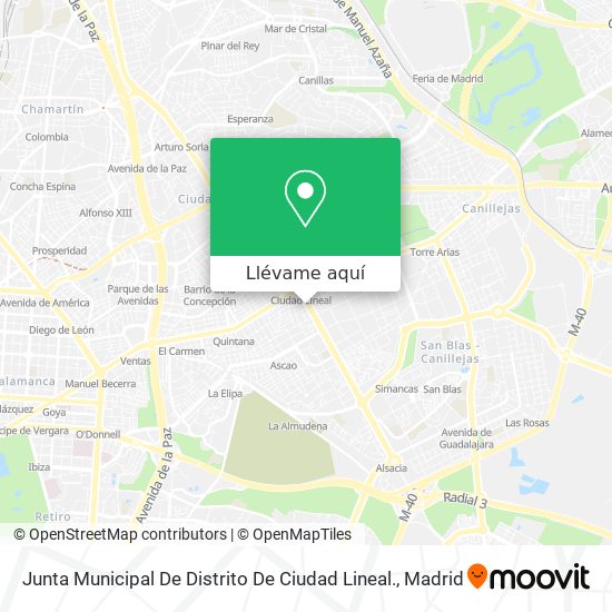 Mapa Junta Municipal De Distrito De Ciudad Lineal.