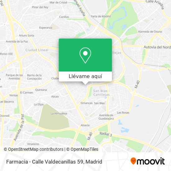 Mapa Farmacia - Calle Valdecanillas 59