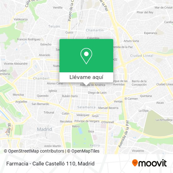 Mapa Farmacia - Calle Castelló 110