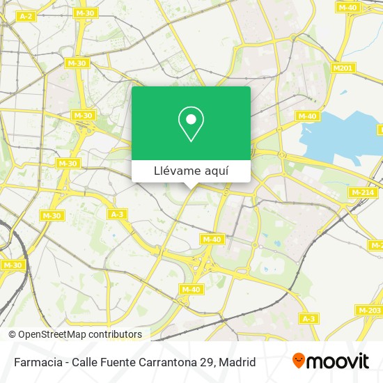 Mapa Farmacia - Calle Fuente Carrantona 29