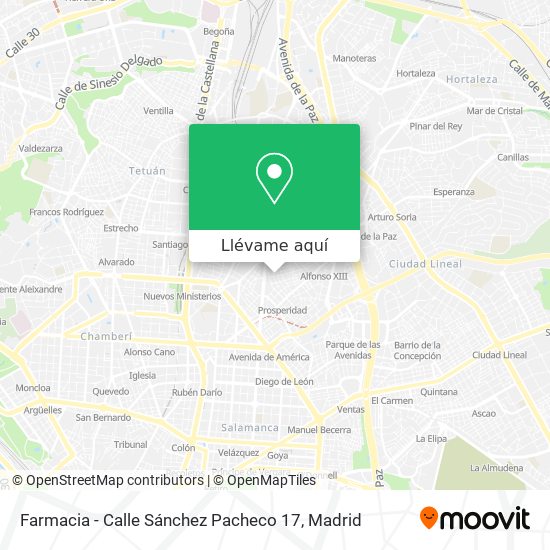 Mapa Farmacia - Calle Sánchez Pacheco 17