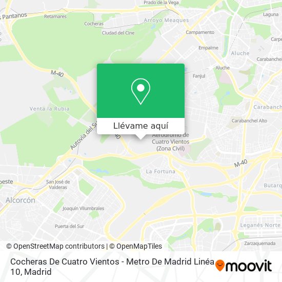 Mapa Cocheras De Cuatro Vientos - Metro De Madrid Linéa 10