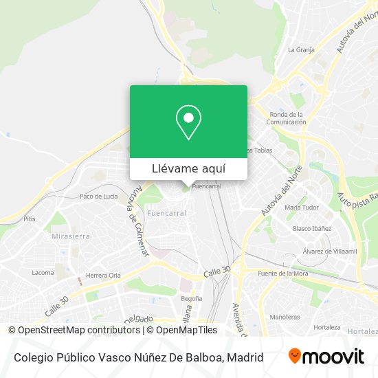 Mapa Colegio Público Vasco Núñez De Balboa