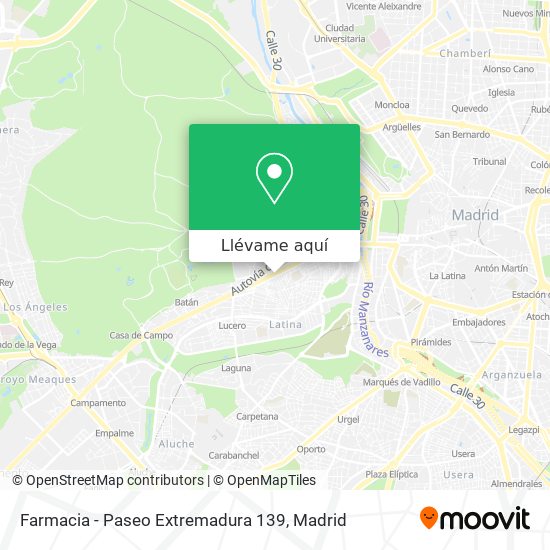 Mapa Farmacia - Paseo Extremadura 139