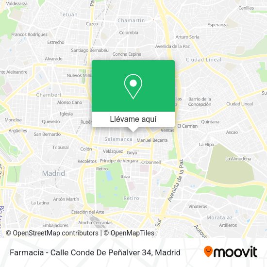Mapa Farmacia - Calle Conde De Peñalver 34