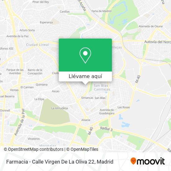 Mapa Farmacia - Calle Virgen De La Oliva 22