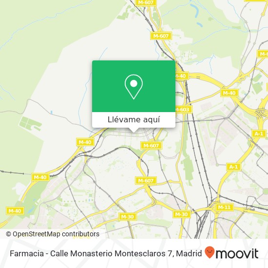 Mapa Farmacia - Calle Monasterio Montesclaros 7