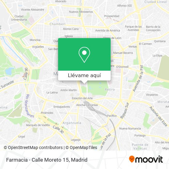 Mapa Farmacia - Calle Moreto 15