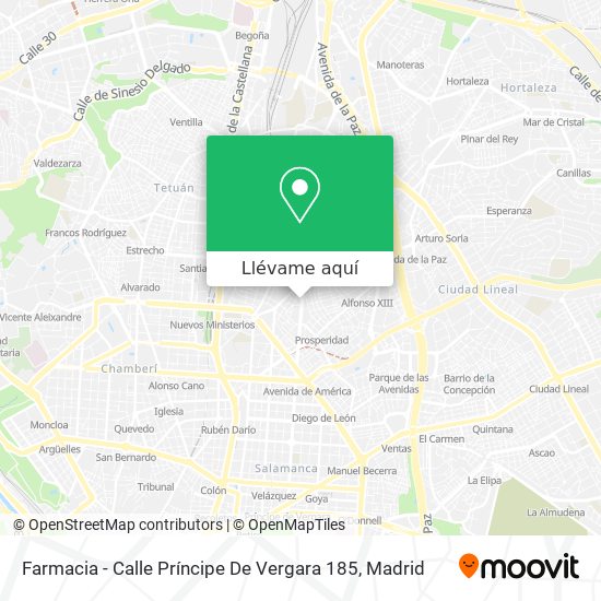 Mapa Farmacia - Calle Príncipe De Vergara 185