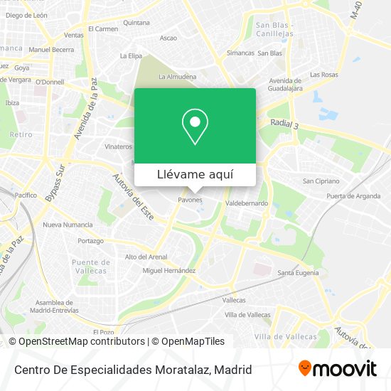 Mapa Centro De Especialidades Moratalaz