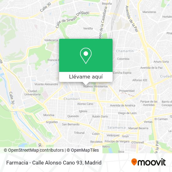 Mapa Farmacia - Calle Alonso Cano 93