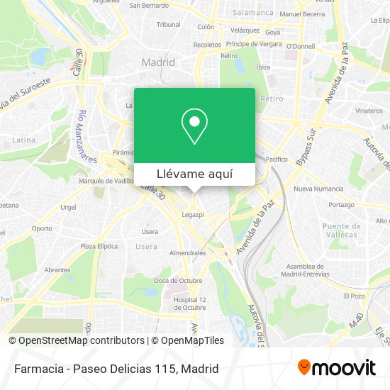 Mapa Farmacia - Paseo Delicias 115