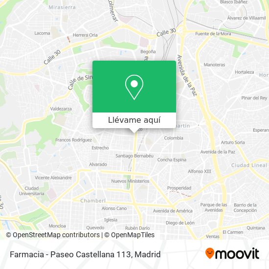 Mapa Farmacia - Paseo Castellana 113