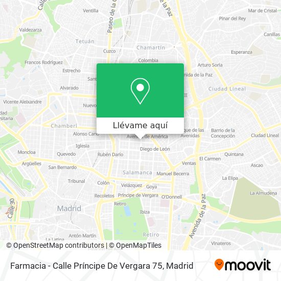Mapa Farmacia - Calle Príncipe De Vergara 75