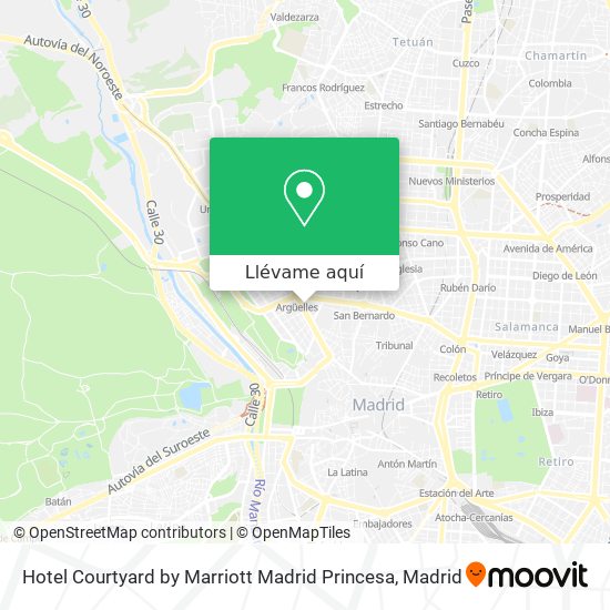 Mapa Hotel Courtyard by Marriott Madrid Princesa