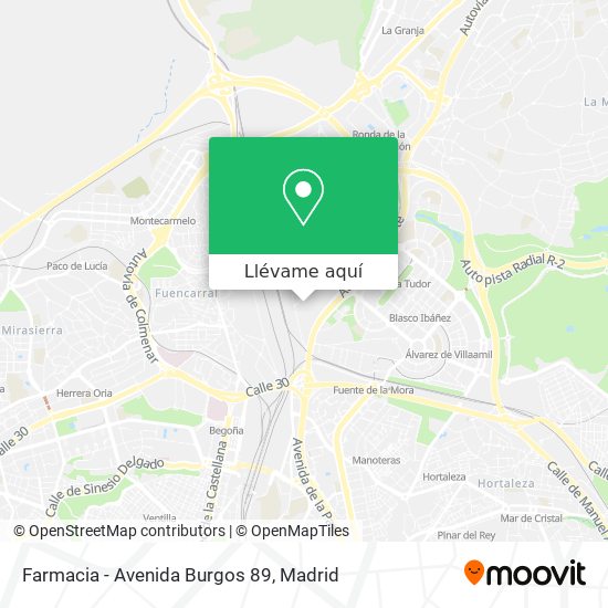 Mapa Farmacia - Avenida Burgos 89