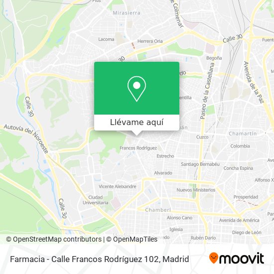 Mapa Farmacia - Calle Francos Rodríguez 102