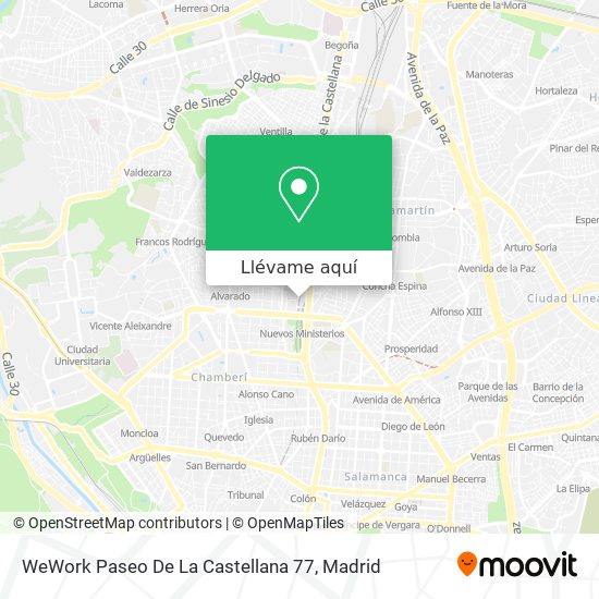 Mapa WeWork Paseo De La Castellana 77