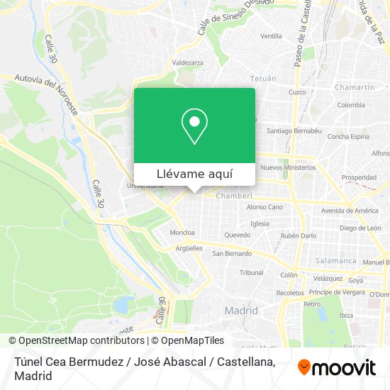 Mapa Túnel Cea Bermudez / José Abascal / Castellana
