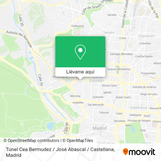 Mapa Túnel Cea Bermudez / José Abascal / Castellana
